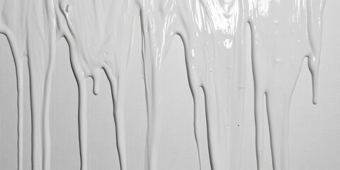 Poster - Texture of a white wall with grey paint drips illustrating a grunge aesthetic pattern