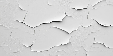 Poster - Texture of peeling white paint on a wall revealing dark grey underlayer