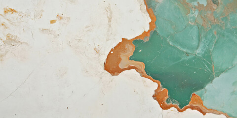 Poster - Stained concrete wall texture reveals layers of history and natural artistry