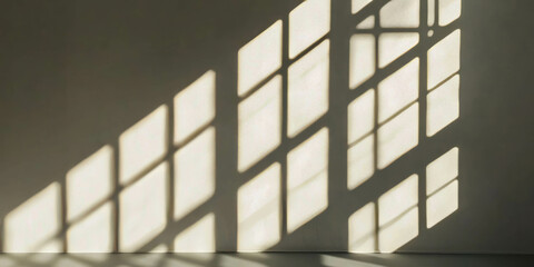 Poster - Subtle grunge texture on white wall with striking shadow patterns during daylight