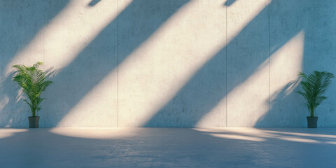Poster - Brightly lit white wall texture with subtle grunge patterns and greenery accents