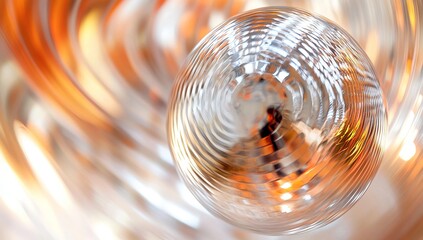Poster - abstract sphere rotates, creating swirling orange and white patterns, visually stunning