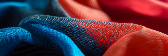 Poster - Woven nylon and brushed aluminum fabric showcasing vibrant colors and unique textures