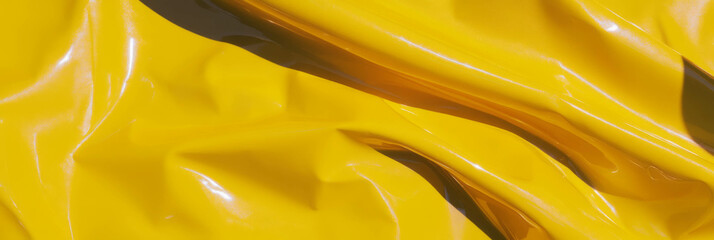 Aufkleber - Bright yellow oilcloth tablecloth with smooth waterproof surface texture