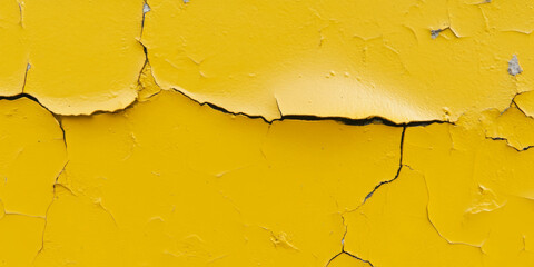 Poster - Texture of weathered yellow gold wall with cracks and heavy grunge layers