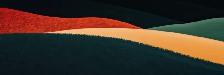 Aufkleber - Stylized fields with vibrant colors showcasing diverse crops and textures in a panoramic view