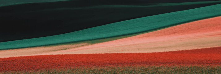 Aufkleber - Stylized fields featuring vibrant crops and unique textures in a banner design