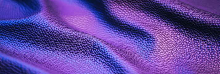 Poster - Violet purple leather showcasing coarse grain and visible pores under cool lighting