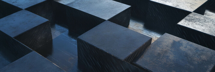 Poster - Exploration of woven carbon fiber, brushed metal, and rough concrete in modern design