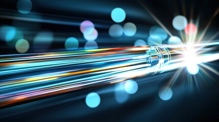 Poster - dynamic light beam action digital environment abstract visualization close-up view concept of energy