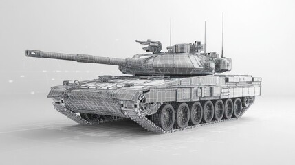 Poster - Wireframe Model of a Modern Main Battle Tank