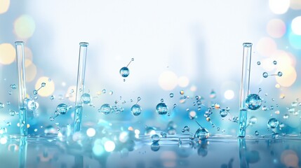 Poster - scientific experiment water droplets laboratory macro photography bright environment close-up view f