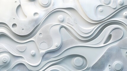 Wall Mural - Abstract white three dimensional layers create a flowing organic pattern