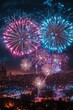 © boler - Vibrant Fireworks Display Over Cityscape at Night