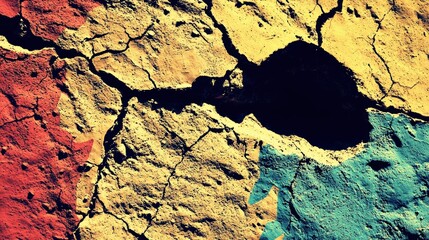 Aufkleber - Artistic cracked surface urban street abstract photography vibrant colors close-up creative concept