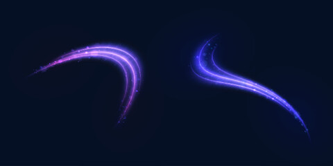 Leinwandbilder - Light effect in the concept of moving smooth curved lines. Glowing purple light swirls in smooth, flowing lines. Vector