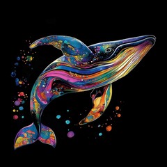 Aufkleber - Breathtaking colorful whale breaching the ocean artistic illustration vibrant environment unique perspective