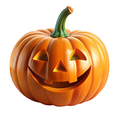 Wall Mural - Smiling halloween jack o lantern pumpkin autumn october 3d fun face cute on transparent background