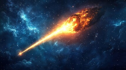 Wall Mural - Meteor Shower in Starry Sky: Illustration of Shooting Stars in Universe