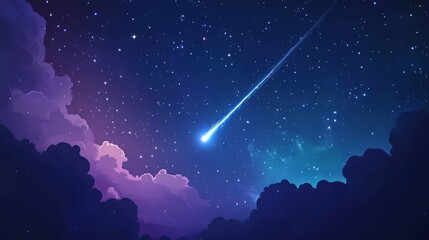 Wall Mural - Meteor Shower. A Beautiful Starry Night Sky Filled with Shooting Meteors