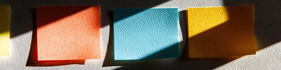 Poster - Four Colored Sticky Notes with Diagonal Shadows