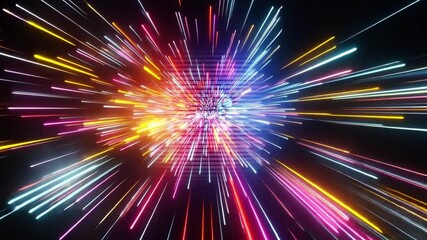 Poster - Colorful light burst with vibrant rays creating a dynamic visual experience in 4K resolution