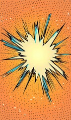 Wall Mural - Bright starburst explosion on orange dotted background, ideal for comic book effect