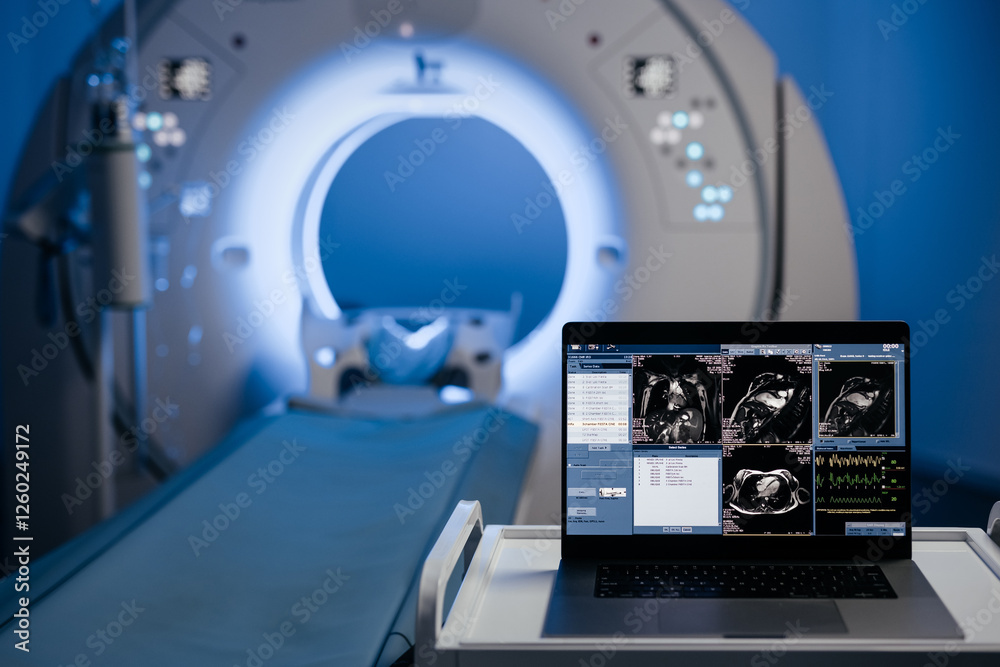 Computed tomography scan mock-up with multiple windows and data ...