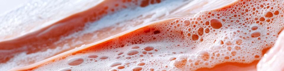 Poster - Close-up Photograph of Coral-Colored Liquid with Foam
