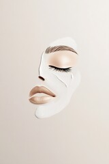Poster - this artwork showcases a minimalist one-line abstract face characterized by elegant geometric nordic