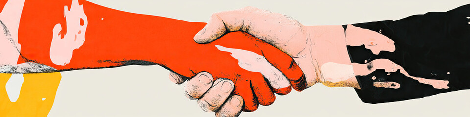 Poster - Abstract Handshake with Paint Spatters