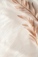 Poster - A delicate botanical illustration features fluid lines in soft rose gold against a warm ivory backdrop. This Scandinavian-inspired art adds luxury and modern elegance to any space