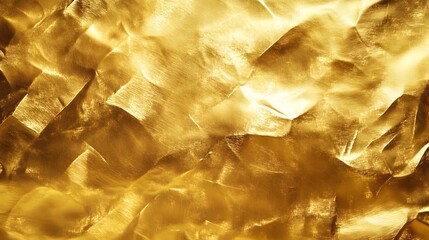Poster - Captivating Metallic Texture Abstract with Crumpled Golden Foil Background  Luxurious and shimmering golden foil with a rough jagged and dimensional texture creates a vibrant dramatic