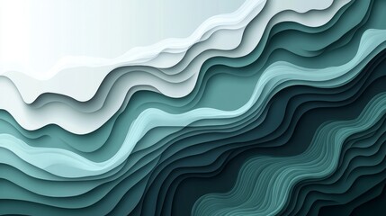 Aufkleber - abstract flowing waves background, green and blue gradient, dynamic liquid effect, modern design