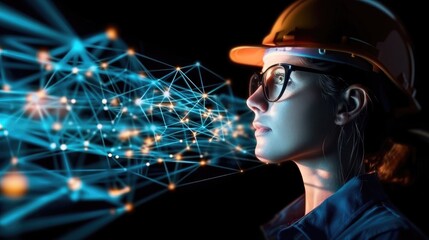 Poster - Female Engineer with Technology Connections and Digital Innovation