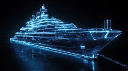 Wall Mural - Futuristic Yacht: A Digital Blueprint