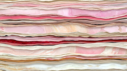 Poster - Layered textures of pink and cream paper creative studio abstract photography bright environment top view artistic concept