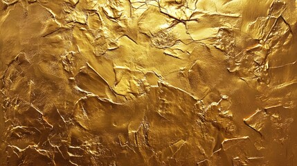 Aufkleber - Closeup shot of a crumpled shiny golden foil texture with abstract metallic sparkles glitter and elegant decorative patterns  This luxurious opulent background has a rich glamorous