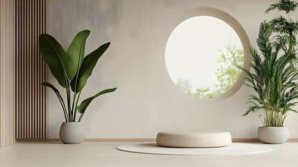 Wall Mural - Plants are shown in an interior with a window for a nature-inspired decor ad