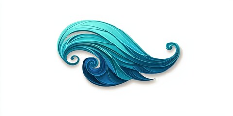 Canvas Print - flowing blue gradient swirl pattern on white background with subtle drop shadow effect