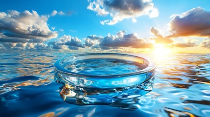 Poster - Glass Bowl on Ocean Sunset Water - Tranquil nature scenes