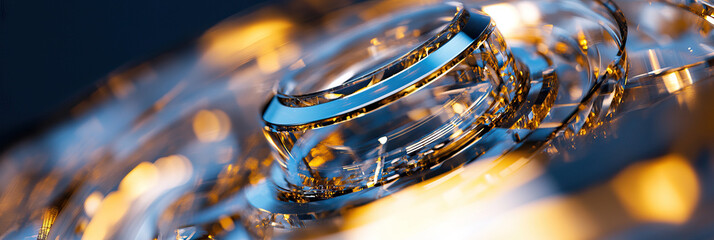 Poster - Abstract Composition of Interlocking Transparent and Metallic Rings