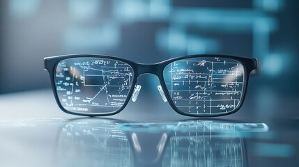 Poster - Innovative Glasses with Futuristic Data and Mathematical Equations