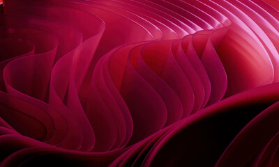 Poster - Red Silk Fabric with Realistic Folds and Reflections, Abstract 3D Illustration for Fashion, Textile, or Design Projects