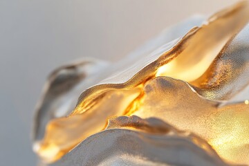 Poster - A captivating abstract figure made of molten gold dissolves into flowing waves of light, representing a serene transformation and the journey towards mental clarity and growth