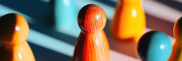 Poster - Close-up Photograph of Colorful Wooden Game Pieces