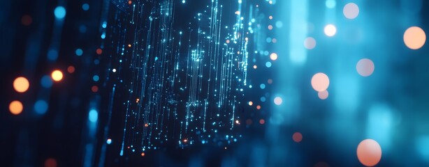 Poster - A sophisticated advanced digital network circuit board, representing future technology. Abstract blue circuit board background with a modern technology and digital concept. Big data technology concept