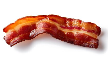 Crispy bacon strip  with white background for culinary design projects, food blog illustrations, recipe book graphics, and gourmet marketing materials 