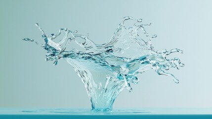 Aufkleber - Water droplets collide and soar, forming a captivating abstract splash that exudes energy and tranquility. The blue background enhances the fluid artistry of the moment