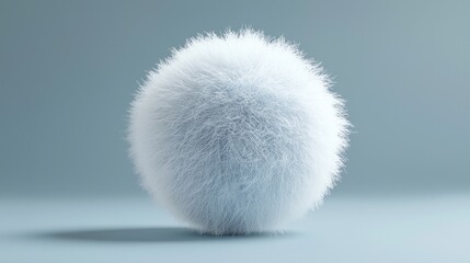 Poster - A fluffy ball shape hovers gently in a calm setting, radiating an aura of playfulness. Its textured surface catches the light, creating an engaging, whimsical atmosphere that captivates onlookers
